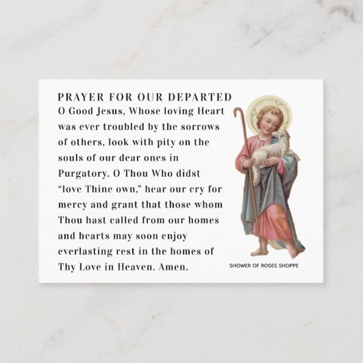 Katholiek gebed voor zielen in purgatory Funeral Plaatskaartje (Achterkant)