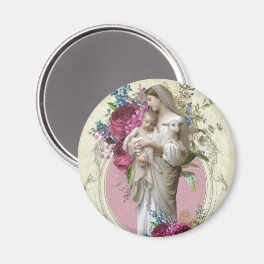 Katholiek Gezegende Maagd Maria Jesus Lam  Magneet (Voorkant / Achterkant)