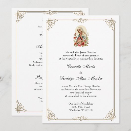 Katholiek Gezegende Maagd Maria Rozen Bruiloft Kaart (Voorkant / Achterkant)