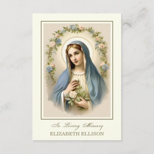 Katholiek Gezegende Moeder Maria Begrafenis Kaart (Voorkant)