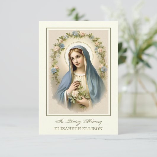 Katholiek Gezegende Moeder Maria Begrafenis Kaart (Staand voorkant)