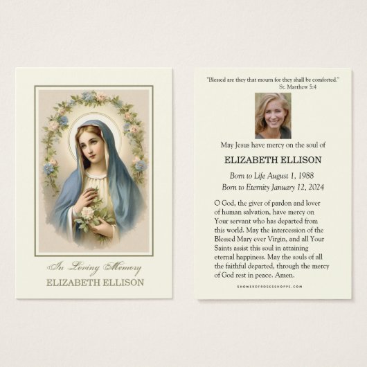 Katholiek Gezegende Moeder Maria Begrafenis Kaart (Voorkant /achterkant)