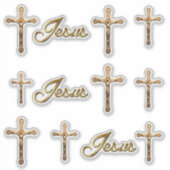 Katholiek Goud Kruis Jezus Corpus Sticker (Voorkant)
