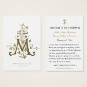 Katholiek Goud Marian Kruis Huwelijk Heilige Kaart (Voorkant /achterkant)