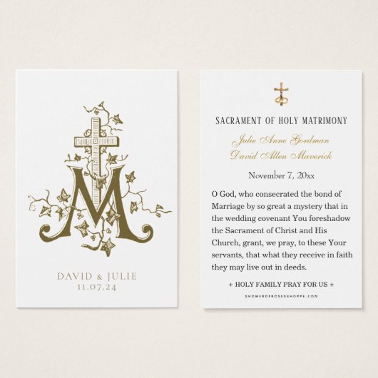Katholiek Goud Marian Kruis Huwelijk Heilige Kaart (Voorkant /achterkant)