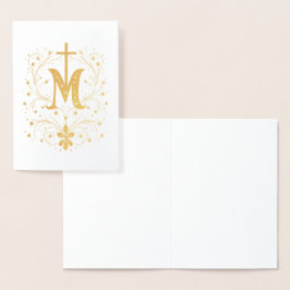 Katholiek Gouden Maria-Kruis Religieus Minimalisti Folie Kaarten
