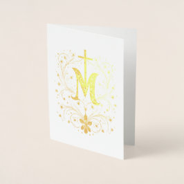 Katholiek Gouden Maria-Kruis Religieus Minimalisti Folie Kaarten