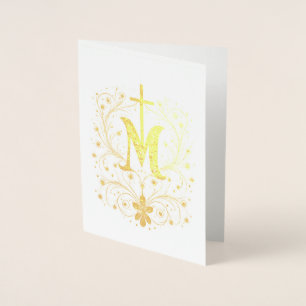 Katholiek Gouden Marianus Kruis Religieus Minimali Folie Kaarten
