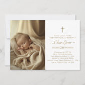 Katholiek Gouden Script Geslachtsneutrale Fotodoop Kaart (Voorkant)