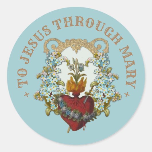 Katholiek hart van Mary Religieuze Elegant Prayer Ronde Sticker (Voorkant)