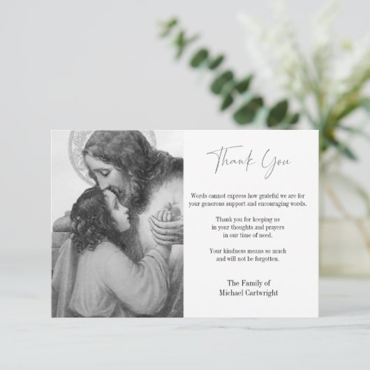 Katholiek Heilig Hart Jezus Begrafenis Sympathie Bedankkaart (Staand voorkant)