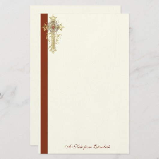 Katholiek Heilig Hart Jezus Kruis Briefpapier (Voorkant / Achterkant)