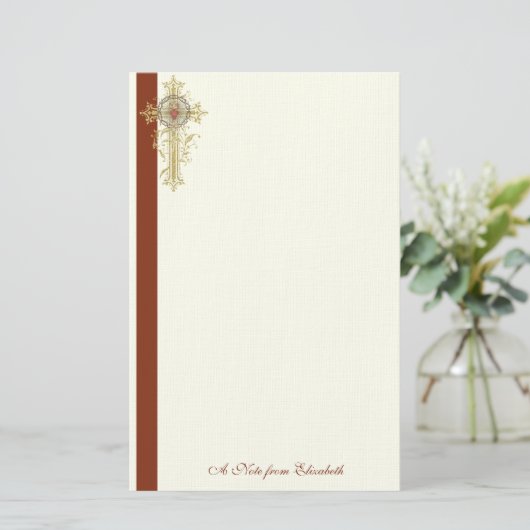 Katholiek Heilig Hart Jezus Kruis Briefpapier (Staand voorkant)