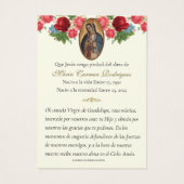 Katholiek herdenkingsgebed Guadalupe Visitekaartje (Achterkant)