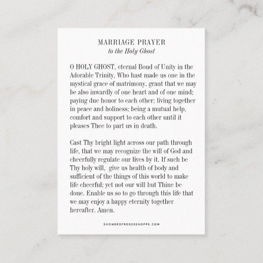 Katholiek Huwelijk Gebed Bruiloft Goud Plaatskaartje (Achterkant)
