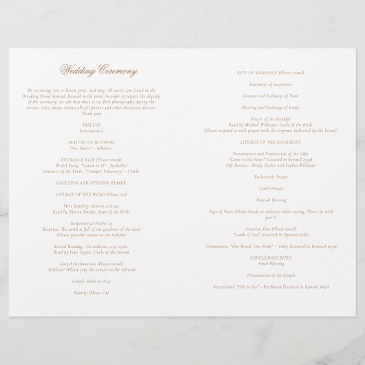  Katholiek Huwelijksceremonie Programma (Achterkant)