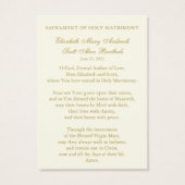 Katholiek huwelijksgebed Gold Marian Visitekaartje (Achterkant)