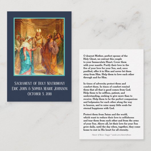 Katholiek huwelijksgebed gunst heilige Kaarten Visitekaartje (Voorkant / Achterkant)