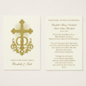 Katholiek huwelijksgebed Kaart Gold Cross (Voorkant /achterkant)