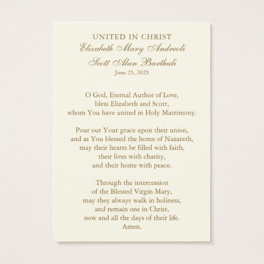 Katholiek huwelijksgebed Kaart Jezus (Achterkant)