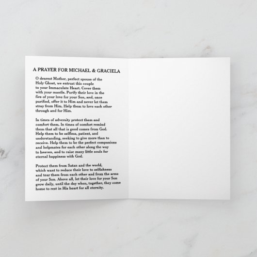 Katholiek huwelijksgebed Witte liefde script overl Kaart (Binnen)