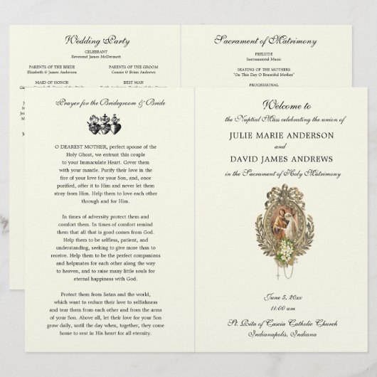 Katholiek huwelijksprogramma  Bloemenhuwelijk (Voorkant / Achterkant)