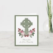 Katholiek Iers Keltisch Kruis Rozen Condoleance Bedankkaart (Voorkant)