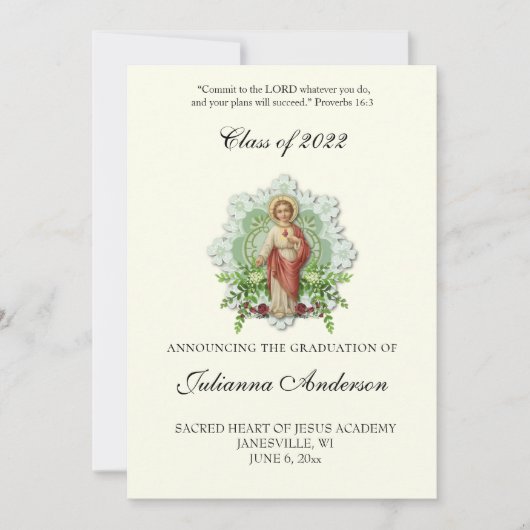 Katholiek Jezus Elegant Religieus Afstuderen Kaart (Voorkant)