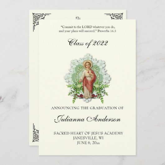 Katholiek Jezus Elegant Religieus Afstuderen Kaart (Voorkant / Achterkant)