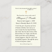 Katholiek Jezus Gedenkmonument Begrafenis Kaart Visitekaartje (Achterkant)