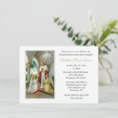 Katholiek Jezus Meisje Eerste Communie Uitnodiging (Staand voorkant)