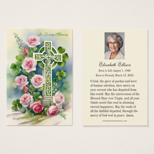 Katholiek Keltisch Kruis Rouwherdenking Gebed  Visitekaartje (Voorkant /achterkant)