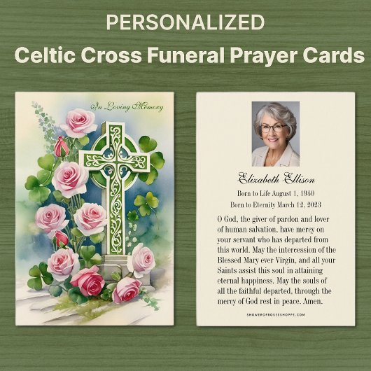 Katholiek Keltisch Kruis Rouwherdenking Gebed Visitekaartje
