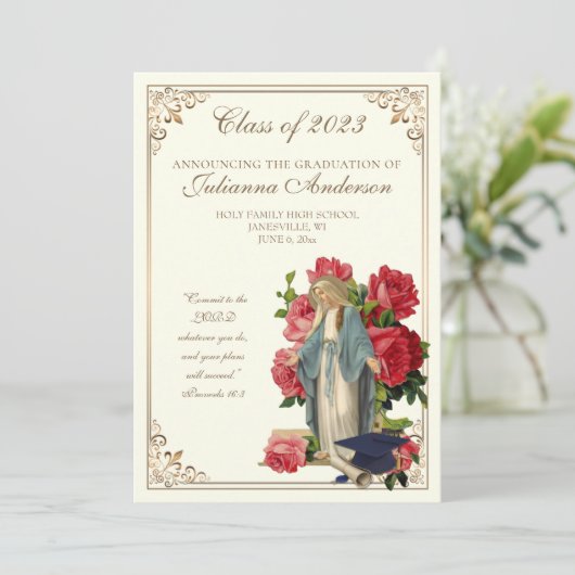 Katholiek Klassiek Elegant Religieuze Afstuderen I Kaart (Staand voorkant)