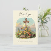 Katholiek Kruis Bloemen Begrafenis Sympathie Bedankkaart (Staand voorkant)