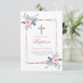 Katholiek meisje Doop bloemig lijst Kaart (Staand voorkant)