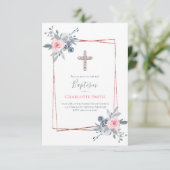 Katholiek meisje Doop bloemig lijst ontwerp Kaart (Staand voorkant)