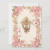 Katholiek Meisje Doop Doop Roze Bloemen Kaart (Achterkant)