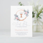 katholiek meisje eerste communie bloemen kaart (Staand voorkant)