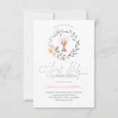 Katholiek Meisje Eerste Communie Bloemenkrans Invi Kaart (Voorkant)