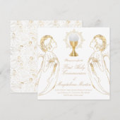 katholiek meisje eerste communie met engelen kaart (Voorkant / Achterkant)