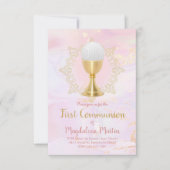 katholiek meisje eerste communie roze marmer kaart (Voorkant)