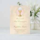 katholiek meisje eerste communie uitnodiging (Staand voorkant)