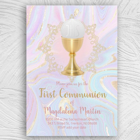 katholiek meisje eerste communiqué vochtmarmer dec kaart