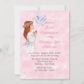 Katholiek meisje met de Dove Eerste Communie Kaart (Voorkant)