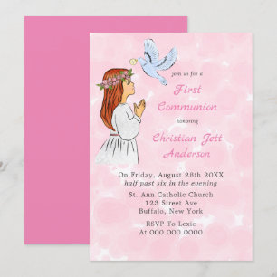 Katholiek meisje met de Dove Eerste Communie Kaart