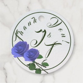 Katholiek Misty-Blue & Groen Monogrammed Bedankjes Labels
