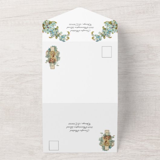 Katholiek Onbevlekt Hart Maria Bruiloft Uitnodigin All In One Uitnodiging (Buitenkant)