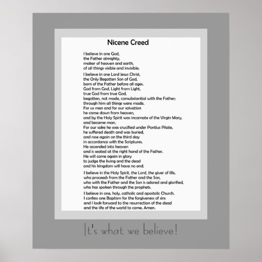 Katholiek Poster Nicene Creed Christelijk Credo (Voorkant)