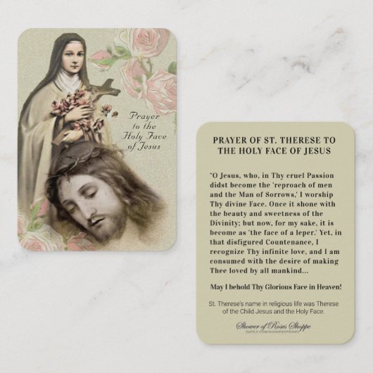 Katholiek Prayer Heilig Gezicht St. Therese Religi Plaatskaartje (Voorkant / Achterkant)